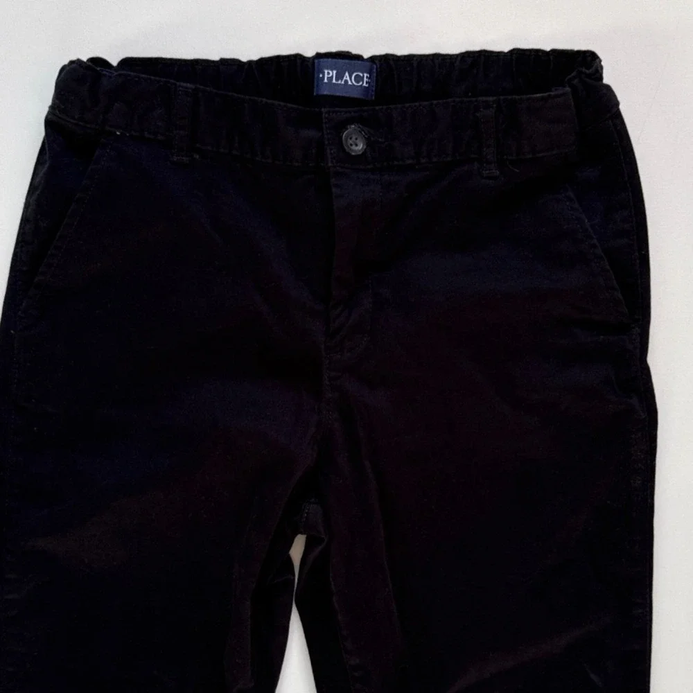 The Childrens Place Boys Black Chino Pants Husky Size 14 Adjustable Waist